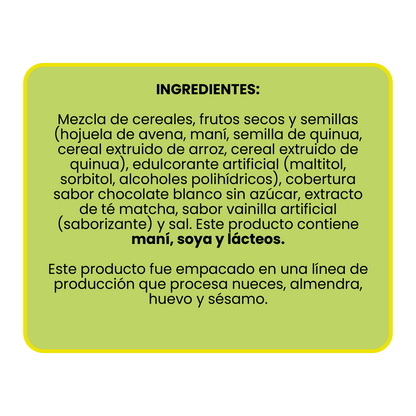 6 Pack barras de cereal sabor Té Matcha