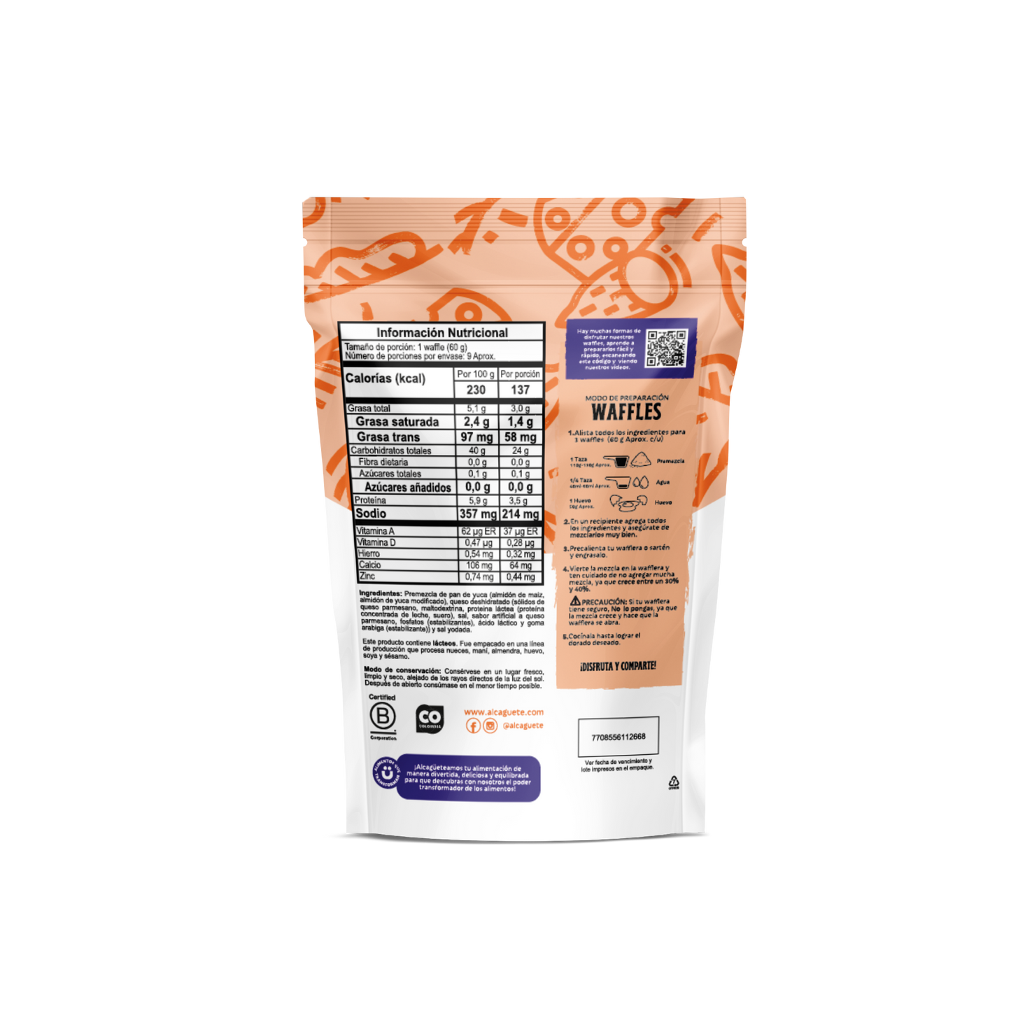 Premezcla Waffles Pandeyuca con Queso incluido 300g